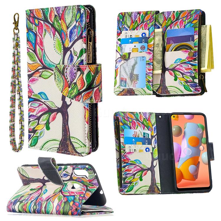 The Tree of Life Binfen Color BF03 Retro Zipper Leather Wallet Phone Case for Samsung Galaxy A11
