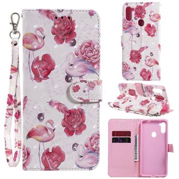 Flamingo 3D Painted Leather Wallet Phone Case for Samsung Galaxy A11