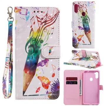 Music Pen 3D Painted Leather Wallet Phone Case for Samsung Galaxy A11