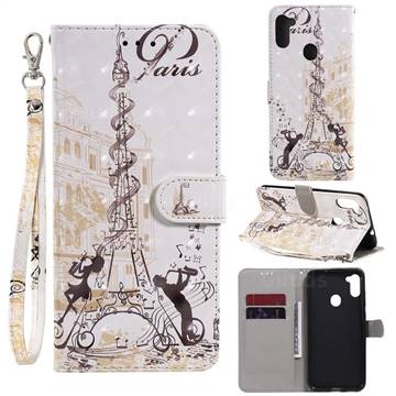 Tower Couple 3D Painted Leather Wallet Phone Case for Samsung Galaxy A11