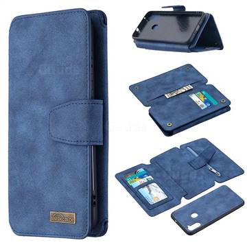 Binfen Color BF07 Frosted Zipper Bag Multifunction Leather Phone Wallet for Samsung Galaxy A11 - Blue
