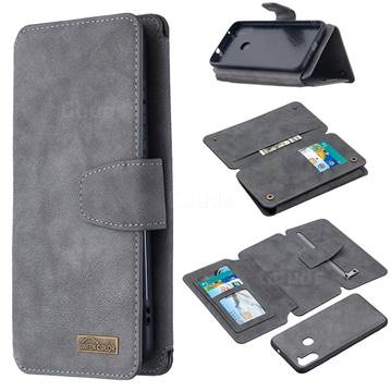 Binfen Color BF07 Frosted Zipper Bag Multifunction Leather Phone Wallet for Samsung Galaxy A11 - Gray