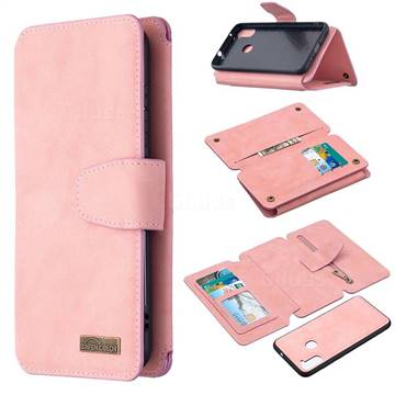 Binfen Color BF07 Frosted Zipper Bag Multifunction Leather Phone Wallet for Samsung Galaxy A11 - Pink