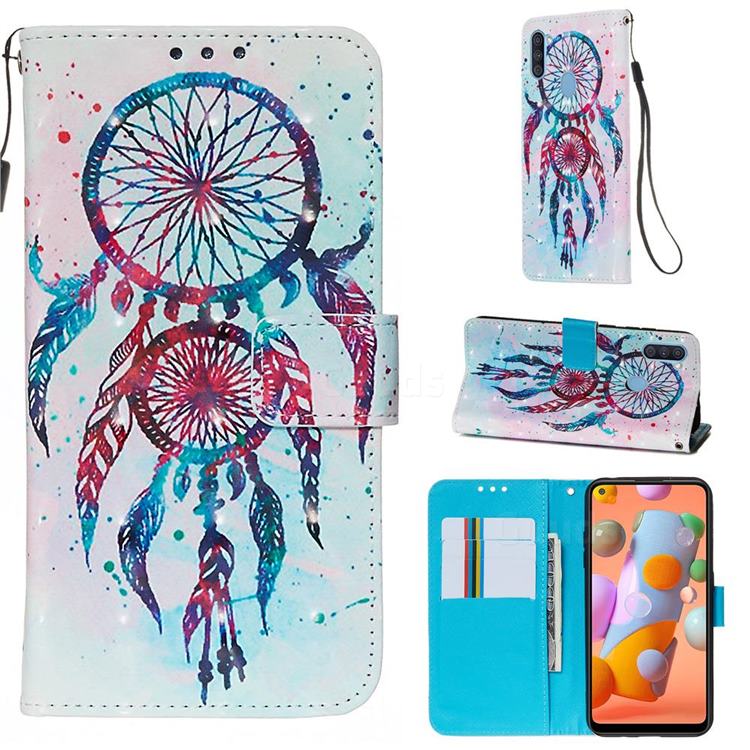 ColorDrops Wind Chimes 3D Painted Leather Wallet Case for Samsung Galaxy A11