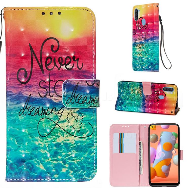 Colorful Dream Catcher 3D Painted Leather Wallet Case for Samsung Galaxy A11
