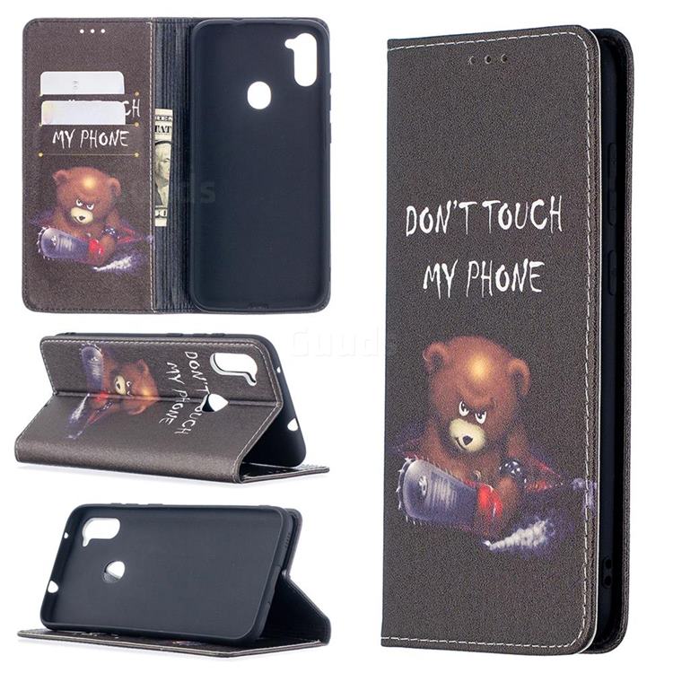 Chainsaw Bear Slim Magnetic Attraction Wallet Flip Cover for Samsung Galaxy A11