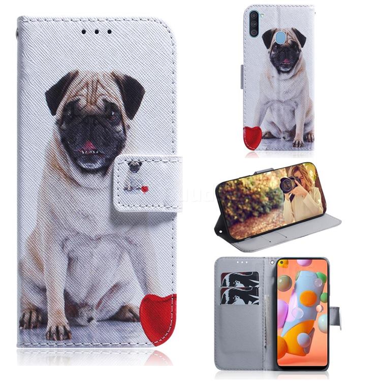 Pug Dog PU Leather Wallet Case for Samsung Galaxy A11