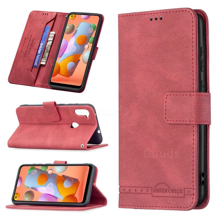 Binfen Color RFID Blocking Leather Wallet Case for Samsung Galaxy A11 - Red