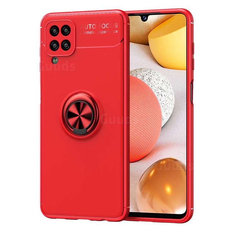Auto Focus Invisible Ring Holder Soft Phone Case for Samsung Galaxy A12 - Red
