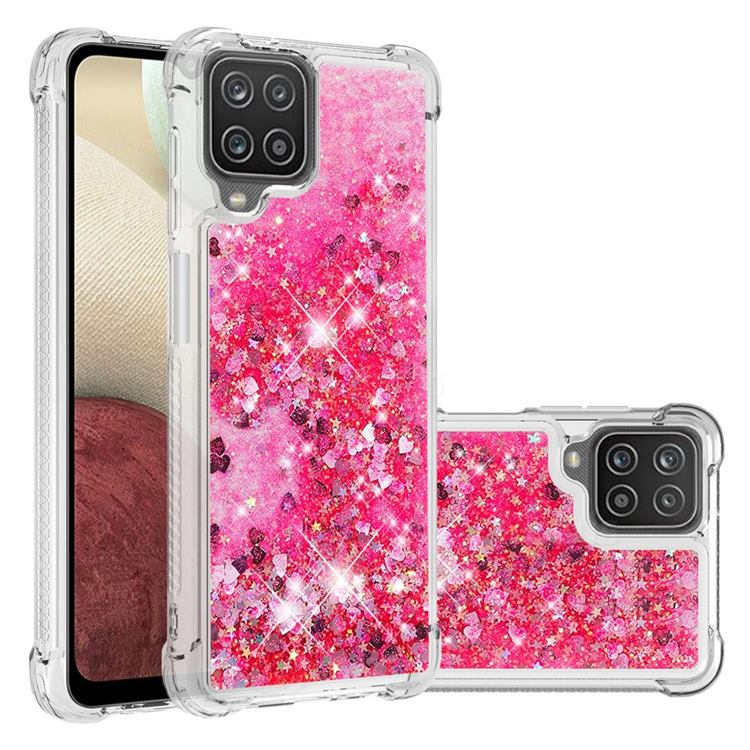 Dynamic Liquid Glitter Sand Quicksand TPU Case for Samsung Galaxy A12 - Pink Love Heart