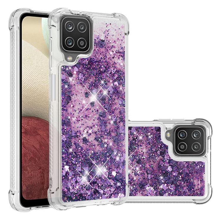 Dynamic Liquid Glitter Sand Quicksand Star TPU Case for Samsung Galaxy A12 - Purple