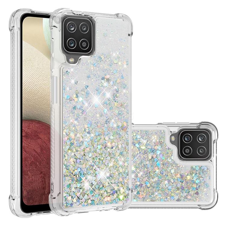 Dynamic Liquid Glitter Sand Quicksand Star TPU Case for Samsung Galaxy A12 - Silver