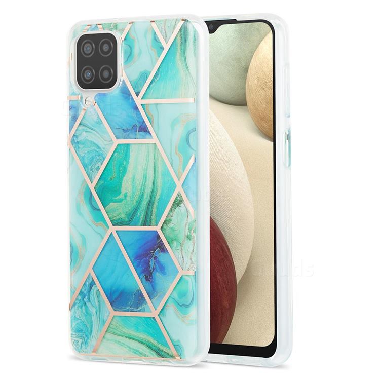 Green Glacier Marble Pattern Galvanized Electroplating Protective Case Cover for Samsung Galaxy A12