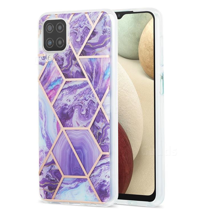 Purple Gagic Marble Pattern Galvanized Electroplating Protective Case Cover for Samsung Galaxy A12