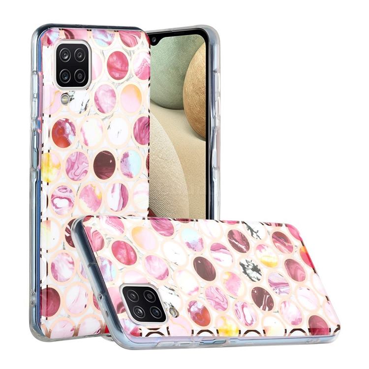 Round Puzzle Painted Marble Electroplating Protective Case for Samsung Galaxy A12
