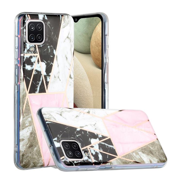 Pink and Black Painted Marble Electroplating Protective Case for Samsung Galaxy A12