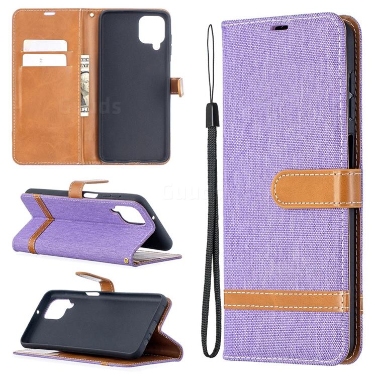Jeans Cowboy Denim Leather Wallet Case for Samsung Galaxy A12 - Purple
