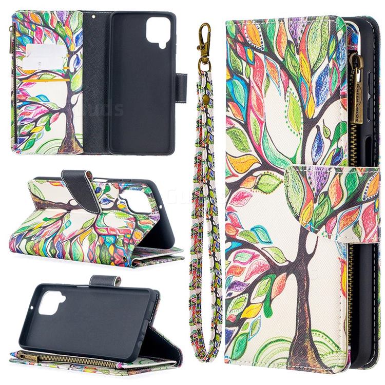 The Tree of Life Binfen Color BF03 Retro Zipper Leather Wallet Phone Case for Samsung Galaxy A12