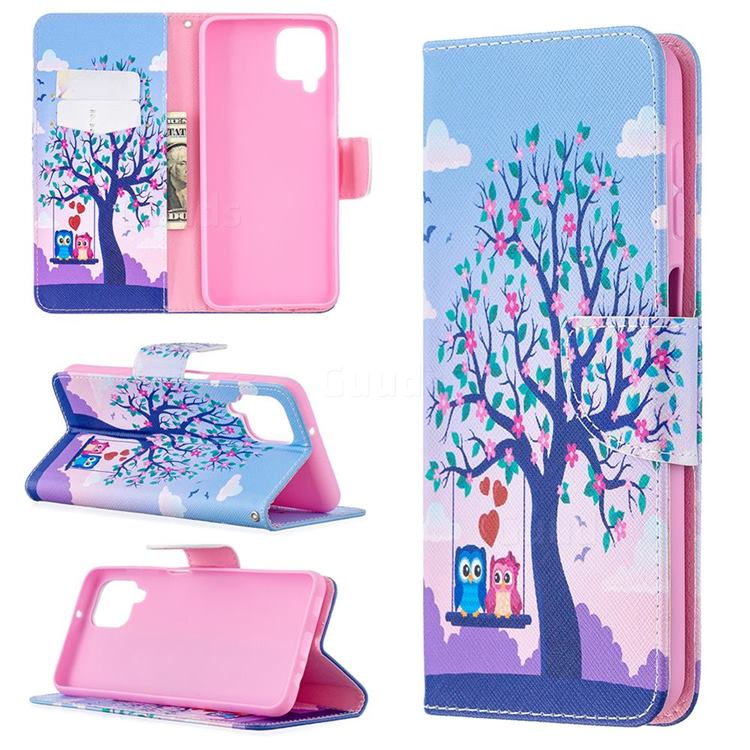 Tree and Owls Leather Wallet Case for Samsung Galaxy A12