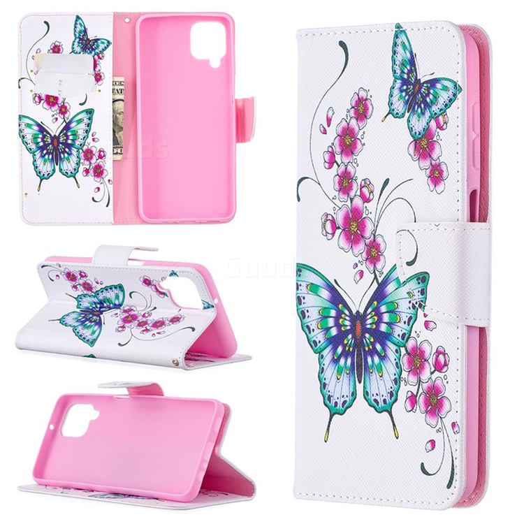 Peach Butterflies Leather Wallet Case for Samsung Galaxy A12
