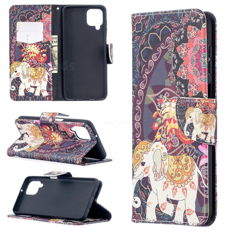 Totem Flower Elephant Leather Wallet Case for Samsung Galaxy A12