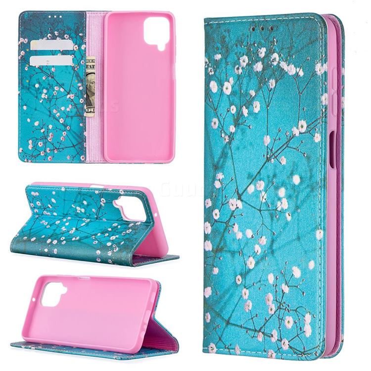 Plum Blossom Slim Magnetic Attraction Wallet Flip Cover for Samsung Galaxy A12