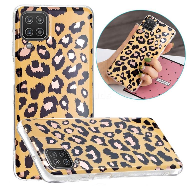 Leopard Galvanized Rose Gold Marble Phone Back Cover for Samsung Galaxy A12