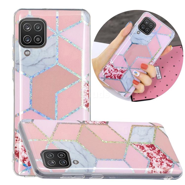 Pink Marble Painted Galvanized Electroplating Soft Phone Case Cover for Samsung Galaxy A12
