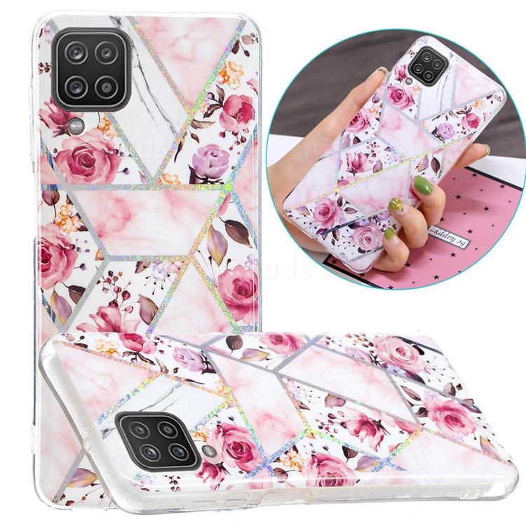 Rose Flower Painted Galvanized Electroplating Soft Phone Case Cover for Samsung Galaxy A12
