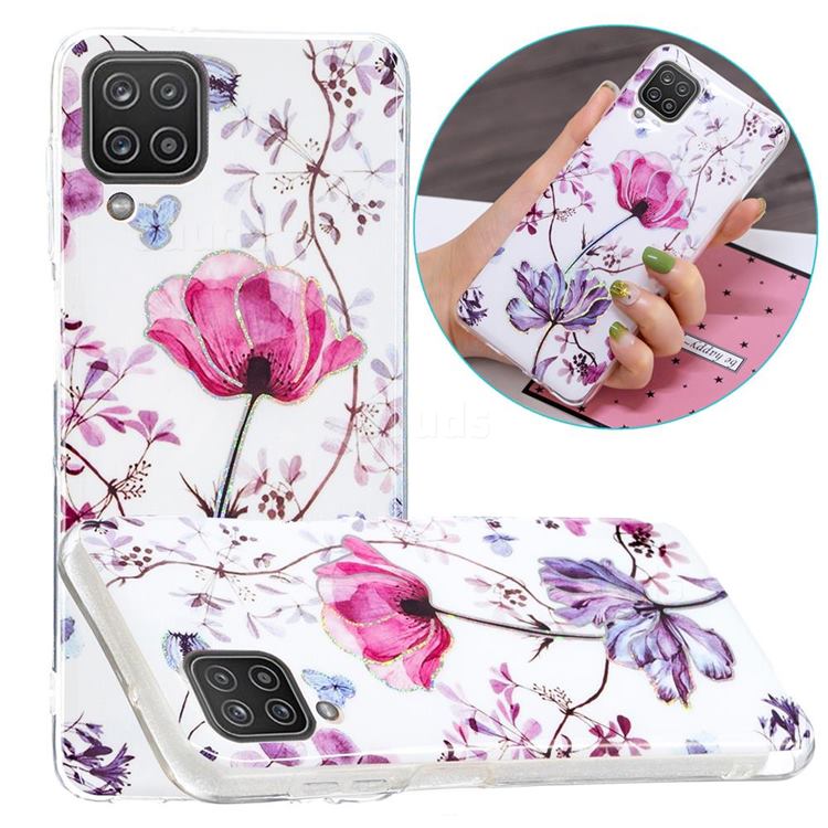Magnolia Painted Galvanized Electroplating Soft Phone Case Cover for Samsung Galaxy A12