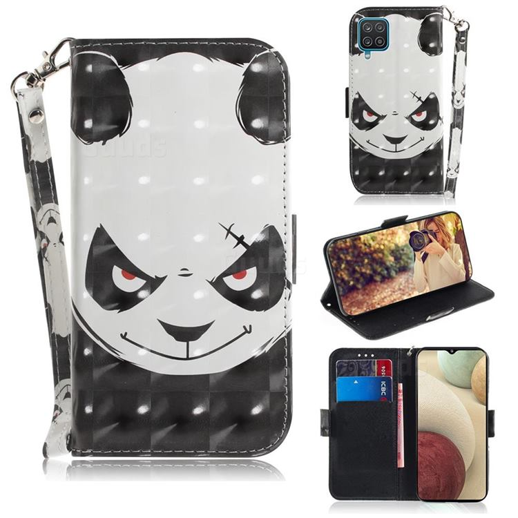 Angry Bear 3D Painted Leather Wallet Phone Case for Samsung Galaxy A12