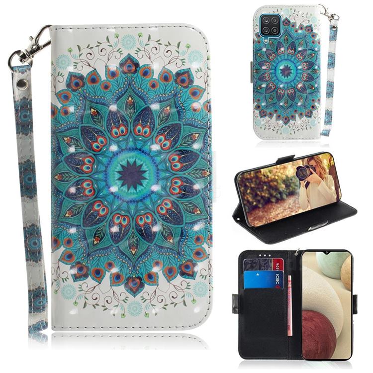 Peacock Mandala 3D Painted Leather Wallet Phone Case for Samsung Galaxy A12