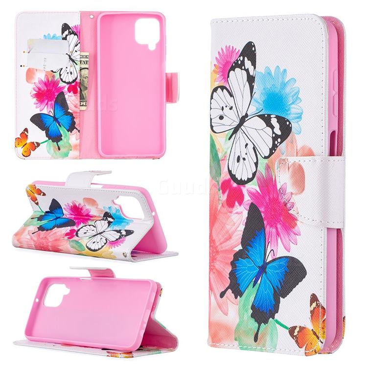 Vivid Flying Butterflies Leather Wallet Case for Samsung Galaxy A12
