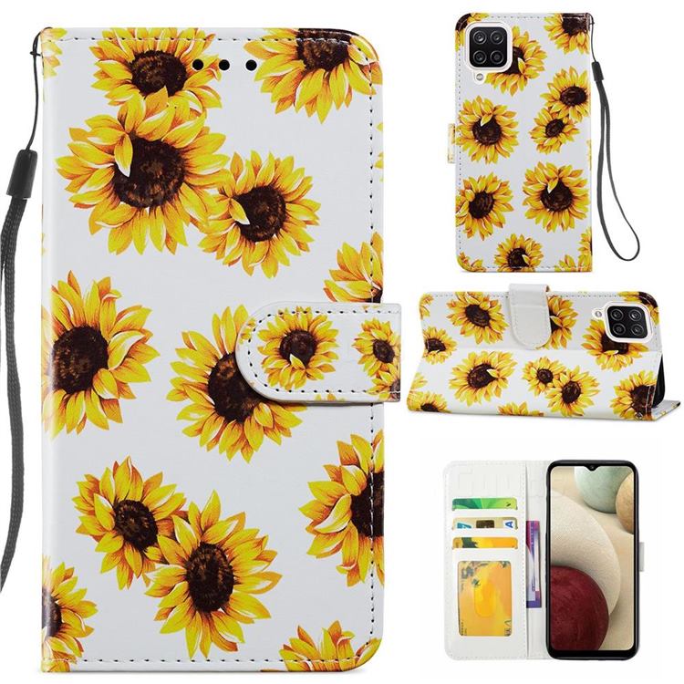 Sunflower Smooth Leather Phone Wallet Case for Samsung Galaxy A12
