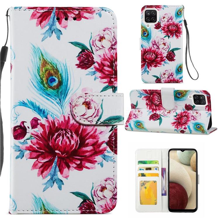Peacock Flower Smooth Leather Phone Wallet Case for Samsung Galaxy A12