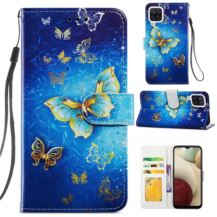 Phnom Penh Butterfly Smooth Leather Phone Wallet Case for Samsung Galaxy A12