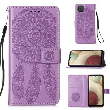 Embossing Dream Catcher Mandala Flower Leather Wallet Case for Samsung Galaxy A12 - Purple