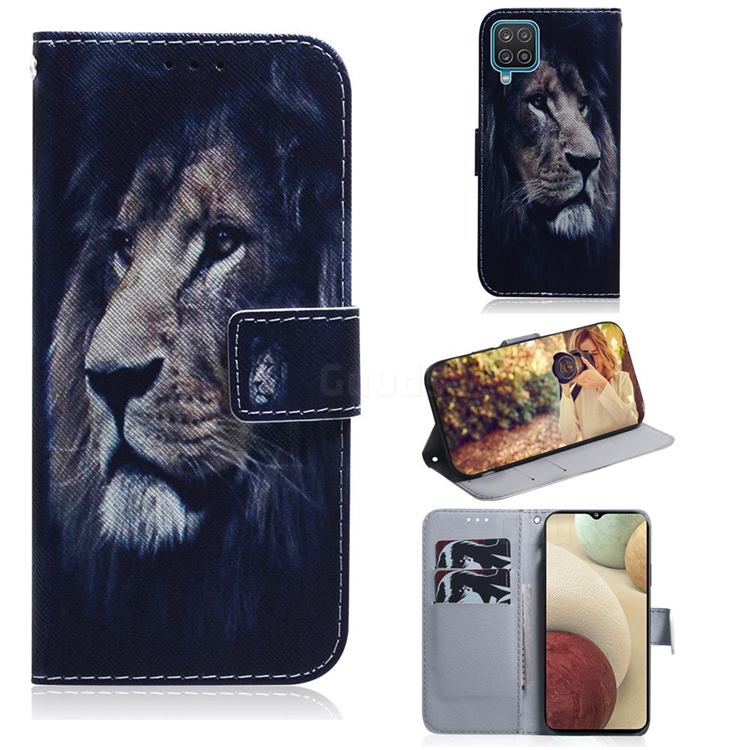 Lion Face PU Leather Wallet Case for Samsung Galaxy A12