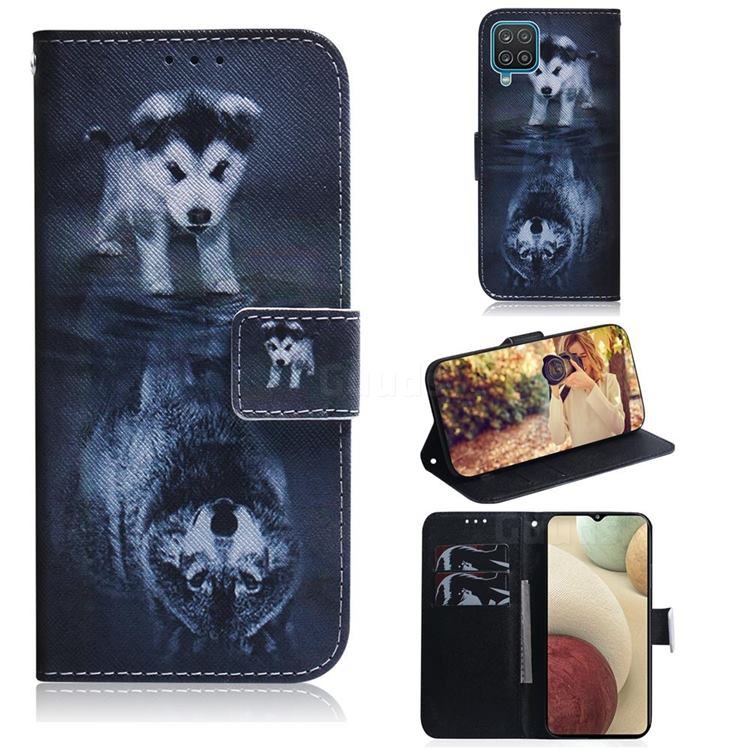 Wolf and Dog PU Leather Wallet Case for Samsung Galaxy A12