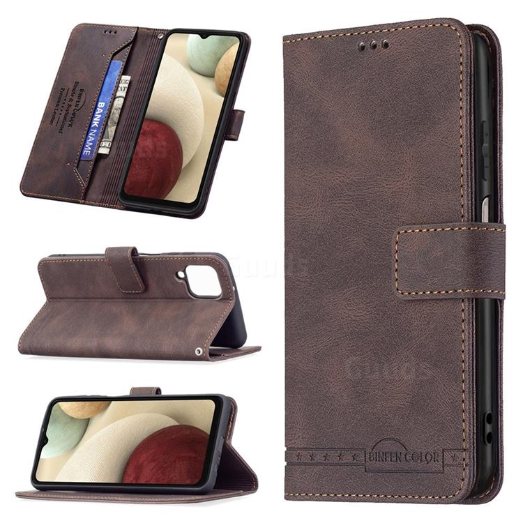 Binfen Color RFID Blocking Leather Wallet Case for Samsung Galaxy A12 - Brown