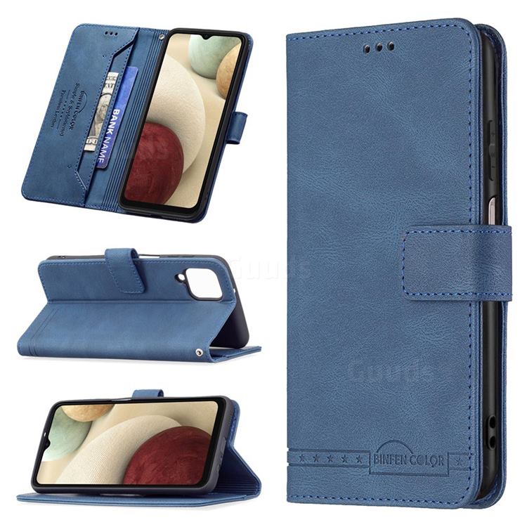 Binfen Color RFID Blocking Leather Wallet Case for Samsung Galaxy A12 - Blue