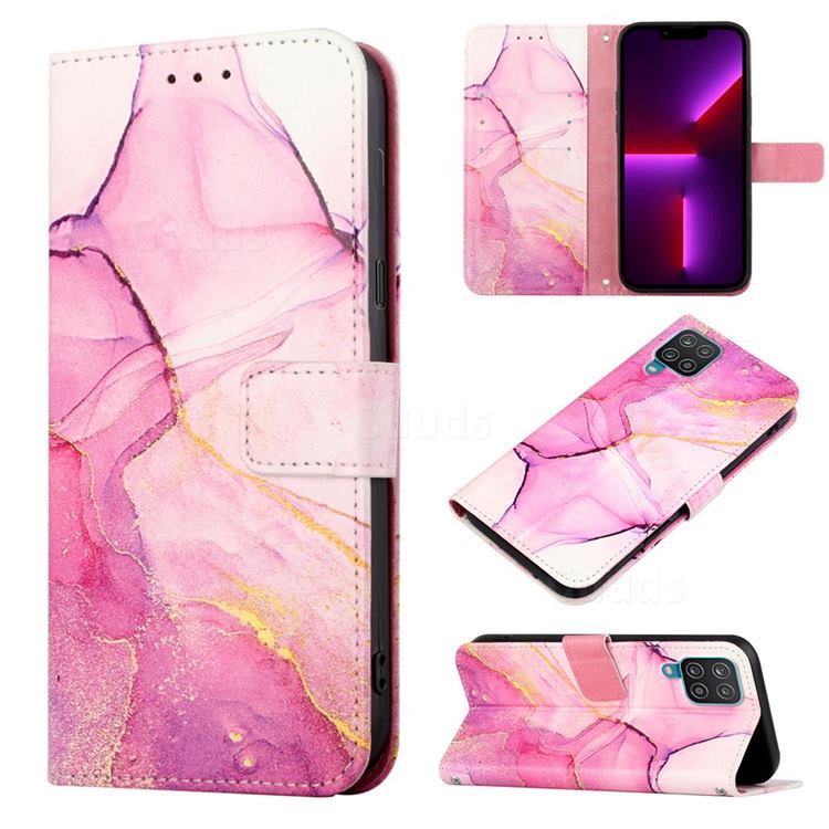 Pink Purple Marble Leather Wallet Protective Case for Samsung Galaxy A12
