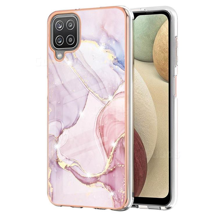 Rose Gold Dancing Electroplated Gold Frame 2.0 Thickness Plating Marble IMD Soft Back Cover for Samsung Galaxy A12