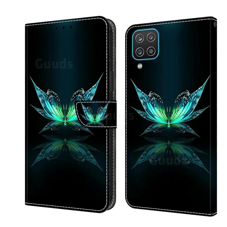 Reflection Butterfly Crystal PU Leather Protective Wallet Case Cover for Samsung Galaxy A12