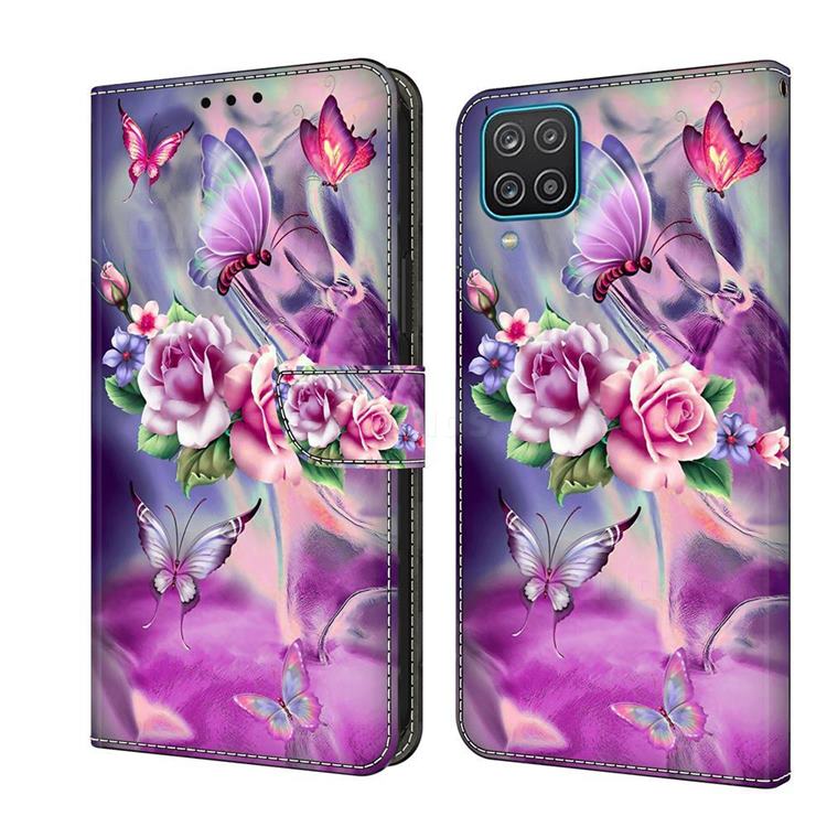 Flower Butterflies Crystal PU Leather Protective Wallet Case Cover for Samsung Galaxy A12