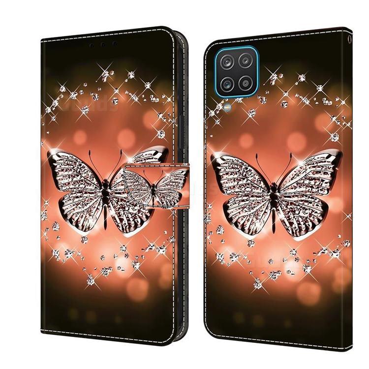 Crystal Butterfly Crystal PU Leather Protective Wallet Case Cover for Samsung Galaxy A12