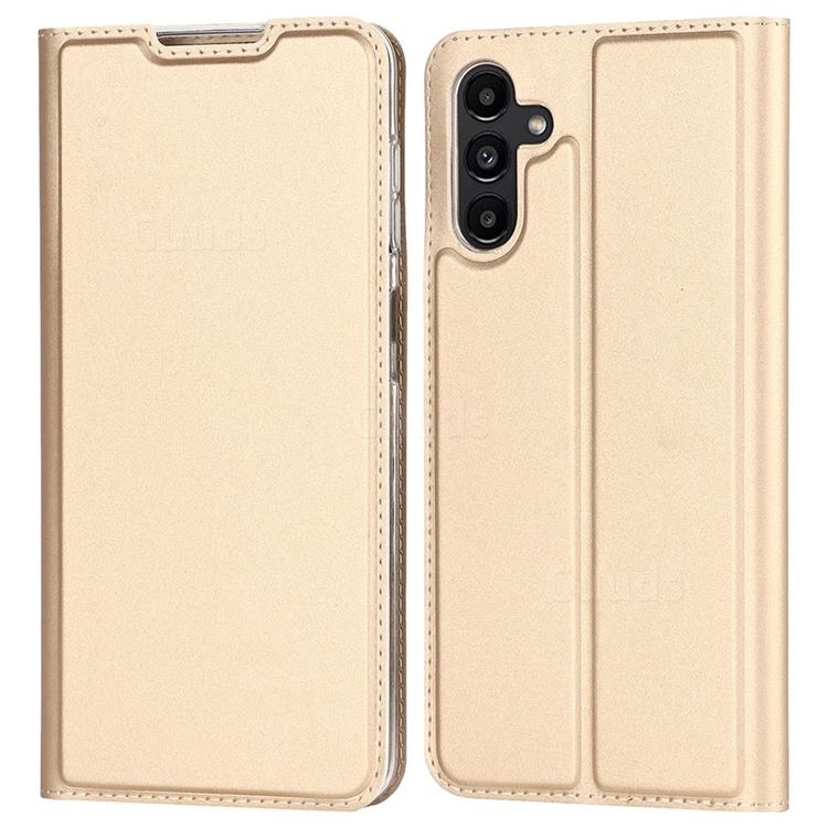 Ultra Slim Card Magnetic Automatic Suction Leather Wallet Case for Samsung Galaxy A13 5G - Champagne