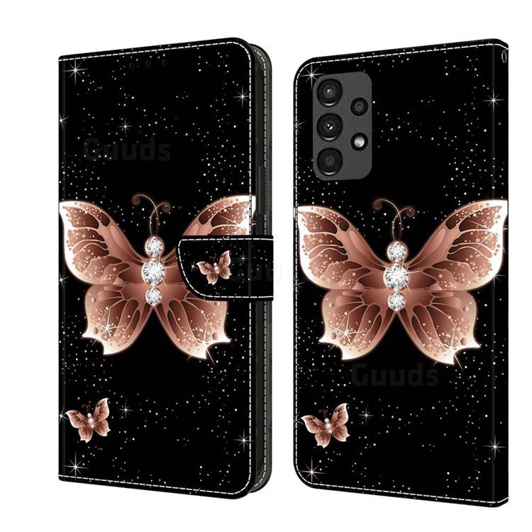Black Diamond Butterfly Crystal PU Leather Protective Wallet Case Cover for Samsung Galaxy A13 5G