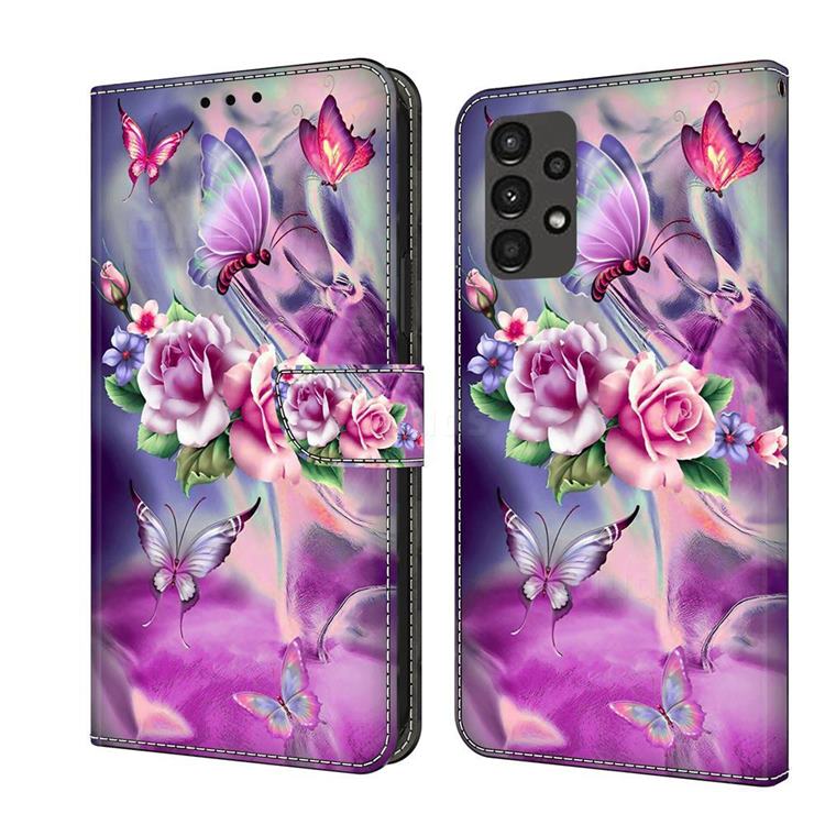 Flower Butterflies Crystal PU Leather Protective Wallet Case Cover for Samsung Galaxy A13 5G