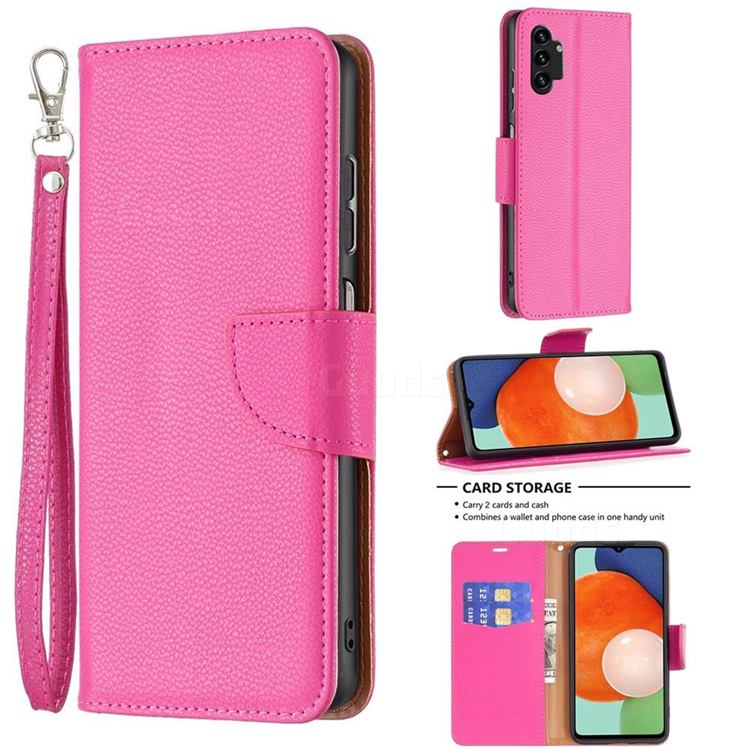 Classic Luxury Litchi Leather Phone Wallet Case for Samsung Galaxy A13 4G - Rose
